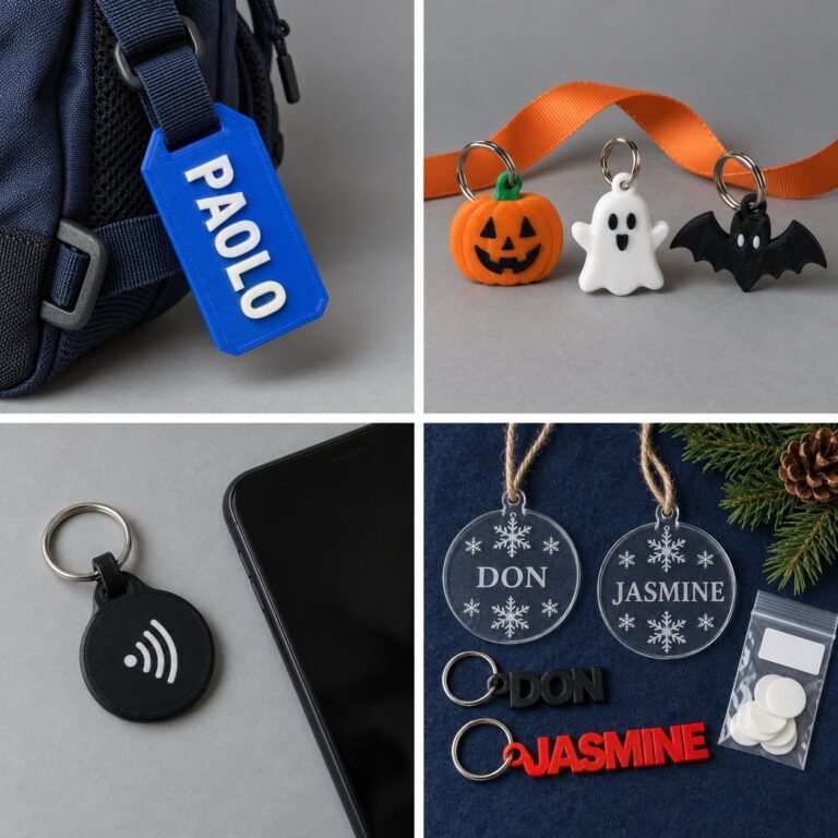 Sample idea: Christmas table with engraved ornaments, name keychains and a treat bag