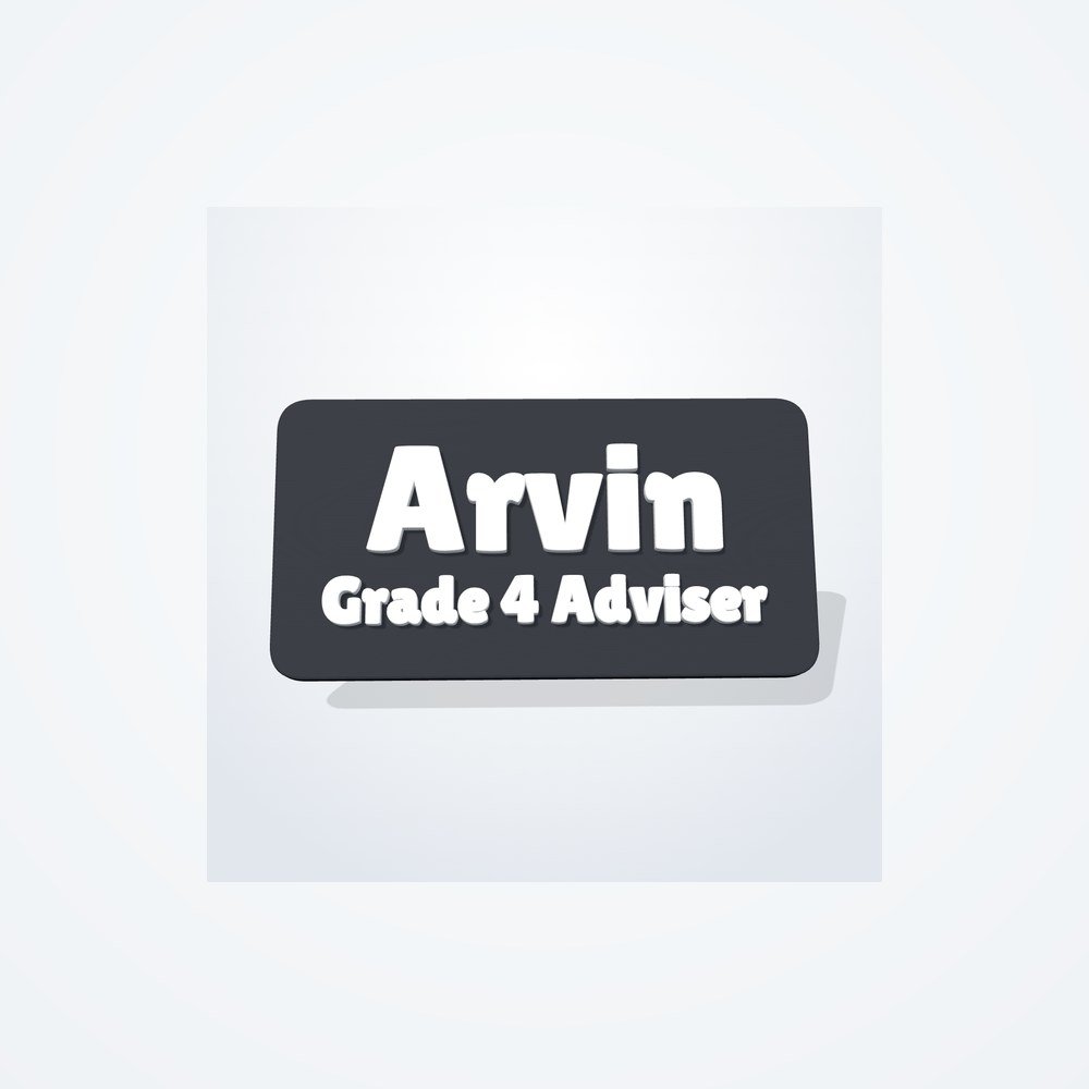 Desk name plate, black with white raised name and title