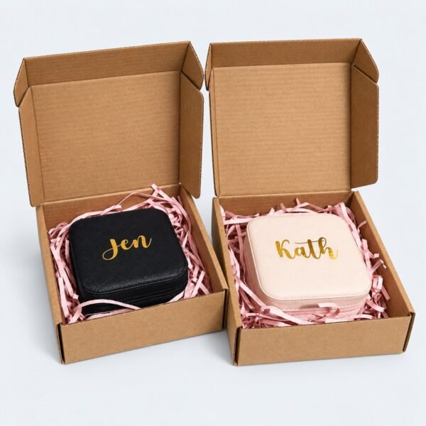 Personalized Jewelry Box – Gold Name on PU Leather