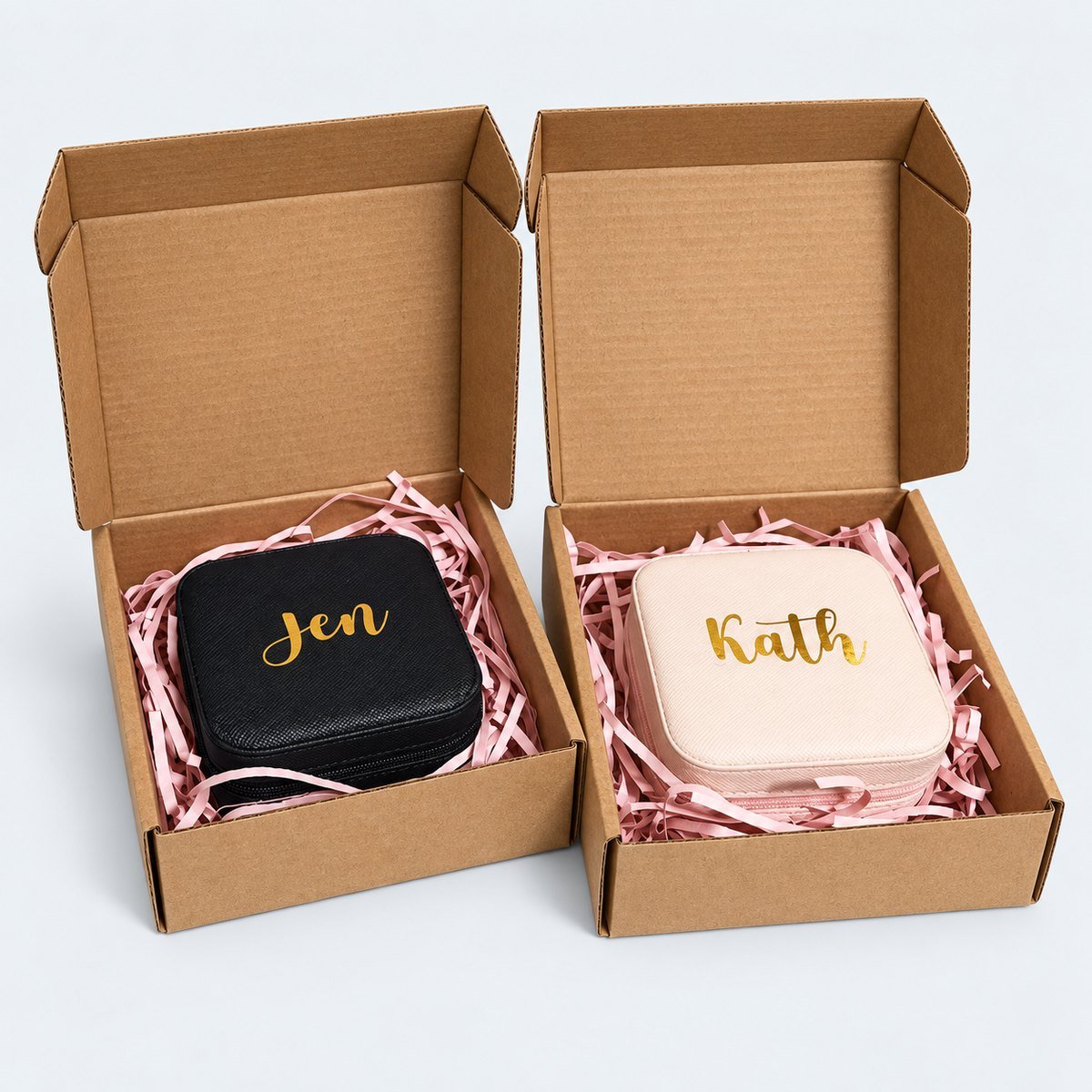 Personalized Jewelry Box – Gold Name on PU Leather
