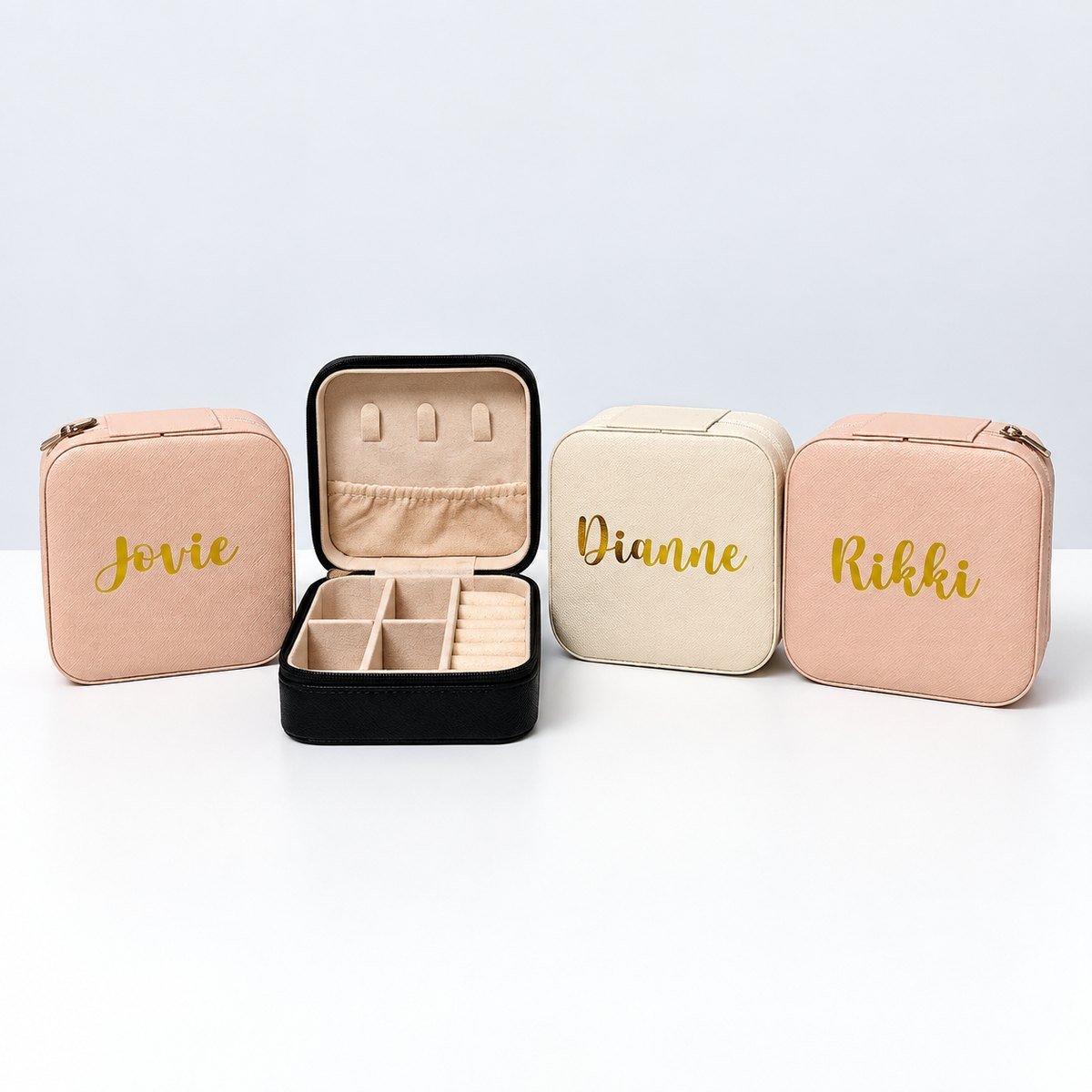 Personalized Jewelry Box – Gold Name on PU Leather